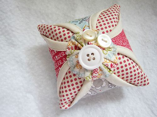 Sallys Angelworks Cathedral Window pin cushion
