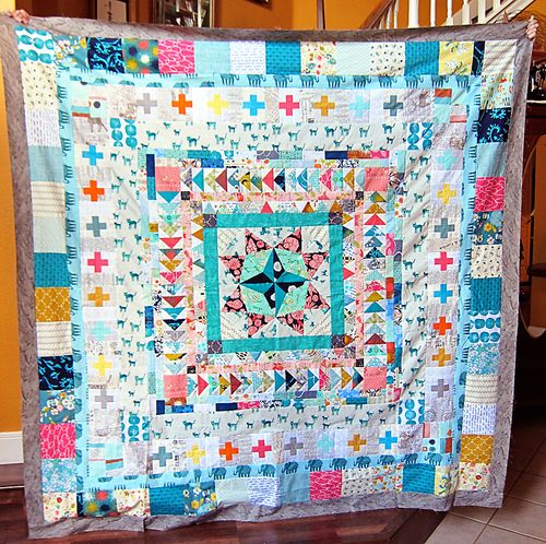 Summer Medallion Adventure finished quilt top
